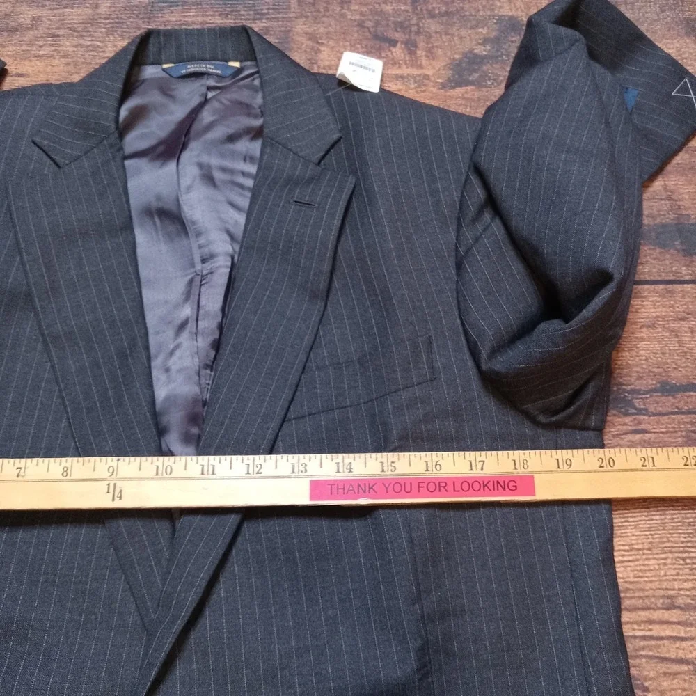 Brooks Brothers 1818 Regent Vitale Barberis Canonico 40L 100% Wool Black Pinstri
